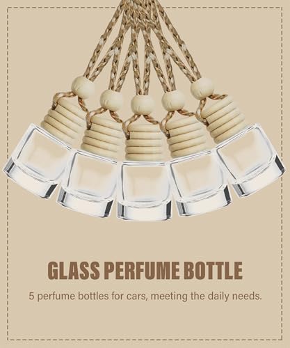 ESEWALAS 10Pcs Hanging Car Air Freshener,8ml Car Hanging Diffuser,Empty Glass Perfume Bottles Oil Diffuser Perfume Aromatherapy Pendant Bottle,Air Freshener Diffuser Bottle Pendant - Image 3