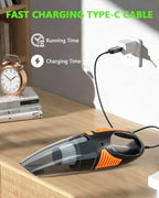 Handheld Vacuum Cordless, Rechargeable Car Vacuum Cleaner with Multiple Attachments, Portable Hand Held Vacuum Suction Power, Mini Vacuum for Car, Home, Pet Hair, Office, Desk, Keyboards Black Orange - Image 3