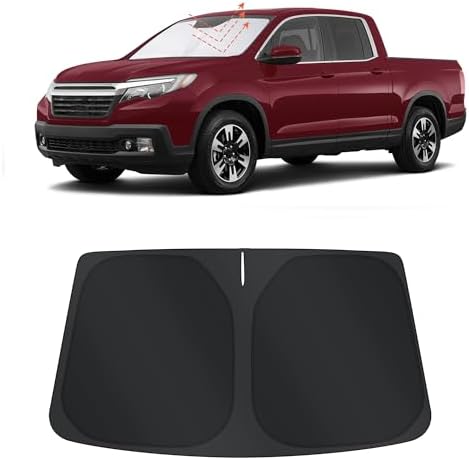 TINGLU Sun Shade for Honda Ridgeline Crew Cab 2017-2024 2025 2026 Accessories Windshield Sun Shade Window Shade UV Rays Protection Sun Visor Cover with Steering Wheel Sunshade Storage Bag by TINGLU