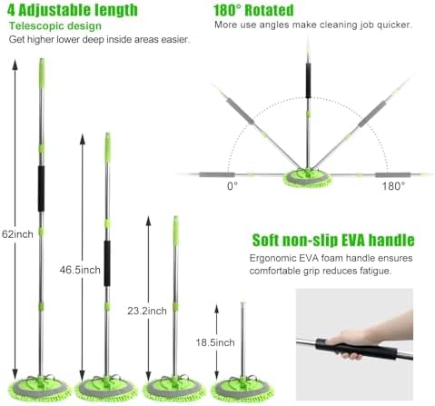 HITJOY 62'' Car Wash Brush with Long Handle, 11Pcs Car Wash Kits - Image 4