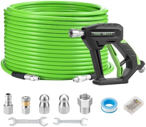 Tool Daily Sewer Jetter Kit for Pressure Washer 100 FT, Power Washer Gun by ToolDaily