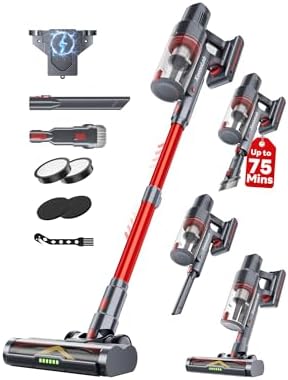 Cordless Vacuum Cleaner, 75Mins/55KPa/650W, Rechargeable by SmartPowerCleanFuture