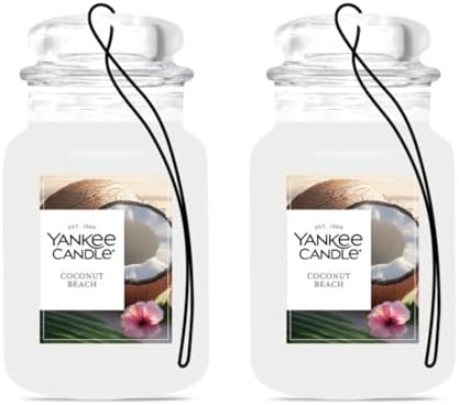 Yankee Candle Paper Car Jar Air Freshener for Long Lasting Fragrance for Long Lasting Fragrance, Coconut Beach, 2 Packs by YankeeCandle