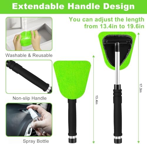 Green Windshield Cleaner Tool, 17Pcs Car Interior Cleaning Kit, Detailing Kit Interior Cleaner, Car Detailing Brushes, Cleaning Gel, Inside Cleaning Accessories for Trucks, SUVs, RVs Window - Image 3