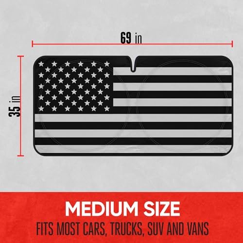 Motor Trend USA Black American Flag Car Windshield Sun Shade for Front Window, Foldable Car Sun Shade with Patriotic Graphic, Collapsible Sun Visor Sunshade for Cars Windshield (Large 69" x 35") - Image 6