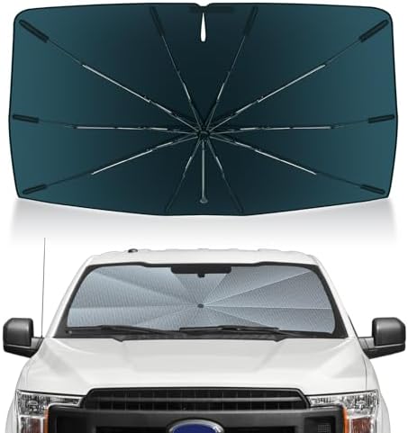 Autorder Windshield Sun Shade Umbrella for 2015-2020 Ford F150 F250 F350 F450 Accessories,Upgraded Ice Crystal Material,Easy Setup Umbrella Sunshade for Car Windshield,100% Sun Blocking by Autorder