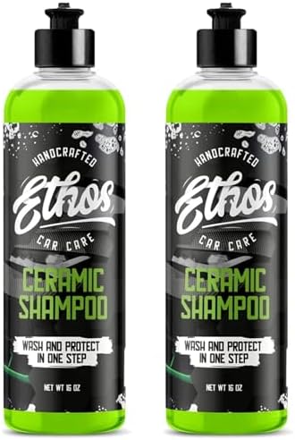 Ceramic Car Shampoo - Slick Ceramic Car Wash Soap for Coatings - pH-Balanced Car Wash Shampoo - Adds Hydrophobic Protection | Enhances Coatings, Waxes or Sealants | Incredible Shine (16oz - 2 Pack) by EthosHandcraftedCarCare