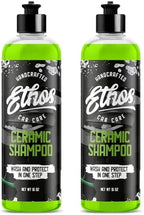 Ceramic Car Shampoo - Slick Ceramic Car Wash Soap for Coatings - pH-Balanced Car Wash Shampoo - Adds Hydrophobic Protection | Enhances Coatings, Waxes or Sealants | Incredible Shine (16oz - 2 Pack) by EthosHandcraftedCarCare