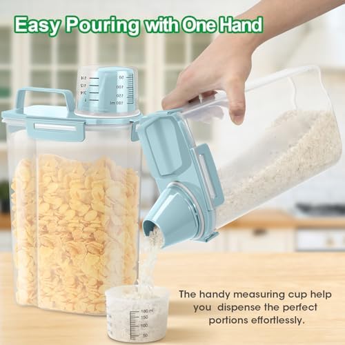 TBMax Rice Storage Container 3-5 Lbs Flour Container Cereal Dispenser with Measuring Cup, Airtight Dry Food Container Bin for Kitchen Pantry Storage Organization - Image 3