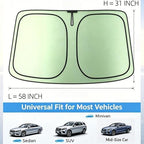 Foldable Windshield Sunshade | Graphene Heat Shield with Reflective Polyester Fabric | UV Protection Car Sun Shade with Memory Steel Frame | Keeps Interior Cool & Protects Dashboard | L (58 x 31 in) - Image 2