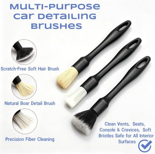 9 Pcs Car Detailing Brushes Kit, Car Interior Cleaning Tool with Cleaning Gel - Image 2
