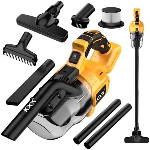 Cordless Vacuum for Dewalt Battery, 5 in 1 Handheld Electric Vacuum Cleaner with 500W Powerful Motor, 46 CFM Portable Hand Vacuum with Filtration HEPA for Floor, Carpet, Car (Battery Not Included) by KXX