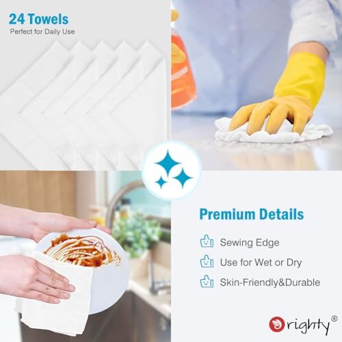 Orighty Microfiber Cleaning Cloth, Cleaning Rags, 24 Pack, 12x11 in, White - Image 5