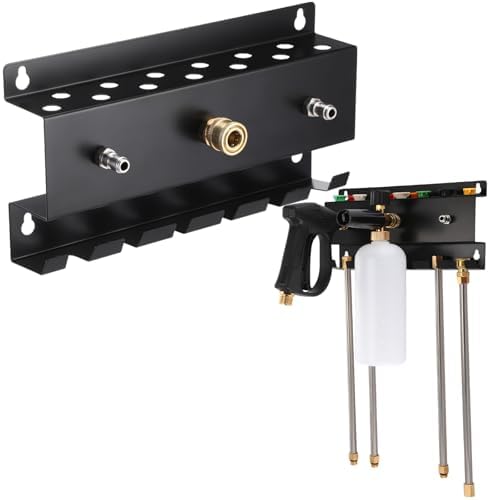 DoubleFill Pressure Washer Gun Holder, Wall Mount Foam Cannon Holder, Car Wash Accessories Organizer for Wand/Nozzle Tips, 1/4'' Pressure Washer Accessories Storage Rack(Black) by DoubleFill