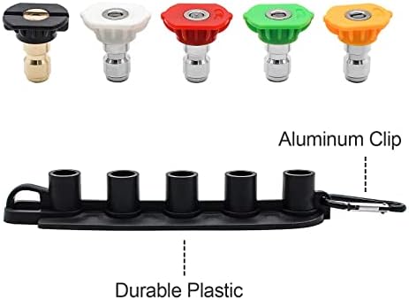 Pressure Washer Tips, Set of 5 Pressure Washer Nozzle Tips with Nozzle Holder, 1/4 Inch Quick Connect Power Washer Tips, 4000 PSI, Multiple Degrees Rinse Kit, Pressure Washer Accessories - Image 2