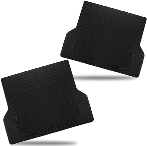 ZONETECH All Weather Rubber Semi Pattern Cargo Liner Trunk Floor Mat – Premium Quality Black Heavy Duty Cargo Trunk Floor Mat (2 Pack) by ZONETECH