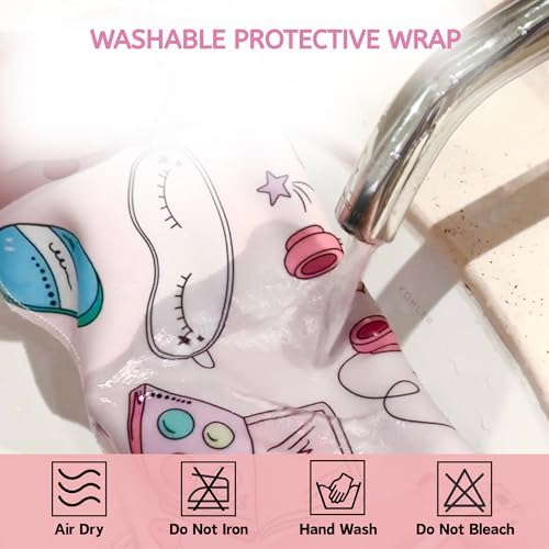 Self-Adhesive Magic Cloth Makeup Bag & Multi-Use Organizer|17.7"x17.7" Portable Travel Cosmetic Bag, Camera Lens Protector, Laptop Sleeve|Beauty Cuties Design Reusable Washable Storage Wrap - Image 7