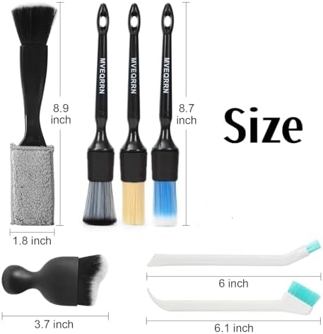 MVEQRRN 7PCS Car Detailing Brush Set,Boars Hair Detail Brush Kit(Black) - Image 2