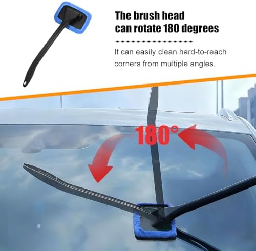 Car Windshield Cleaning Tool, Microfiber Vehicle Window Cleaner with 5 Washable Reusable Cloth Pad & 1 Spray Bottle, Automotive Glass Wiper Cleaning Kit Accessories, Universal Fit (Blue) - Image 3