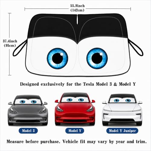 Tesla Model Y/3 Windshield Sun Shade, Classic Black - Image 5