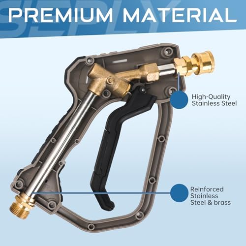 Pressure Washer Short Gun 5000 PSI with 5 Nozzle Tips, M22-14mm Fittings, Heavy Duty Power Washer Spray Gun with Ergonomic Handle for Car Wash, Detailing, and Cleaning - Image 6