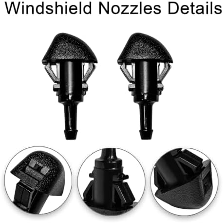 Front Windshield Washer Nozzles Kit for Nissan Frontier Navara 2005-2021 Pathfinder 05-12 Xterra 05-15 Kicks 09-21 Replaces 28933-ZP70A Wiper Spray Washer Jet with 3M Fluid Hose & 6 Connectors - Image 2