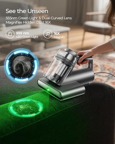 Teant Bed Mattress Vacuum, 18 kPa & Green Light Dust Detection, MV-Grey - Image 2