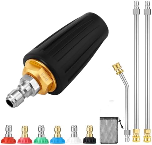 Pressure Washer Turbo Nozzle Kit, 4000 Psi, 1/4" Qc, 6 Tips, 3 Wands by Gyfent