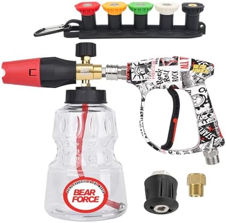 BEAR FORCE Pressure Washer Color Painted Short Spray Gun M22-ID14mm Max 3000 PSI & Foam Cannon Foam Gun Set, for Kar-Cher Pressure Washer, Light Duty Foam Lance Thick Foam Blaster, Car Care Detailing by BEARFORCE