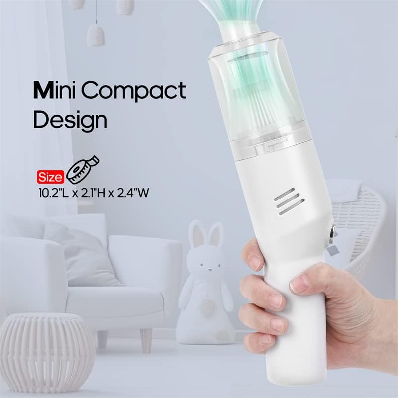Mini Handheld Vacuum for Home&Car, Cordless Portable Rechargeable White - Image 2