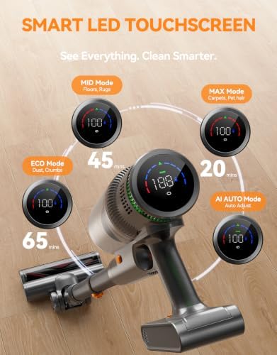 Cordless Vacuum Cleaner, 300AW/65Min Self-Standing Vacuum Cleaner for Home - Image 6