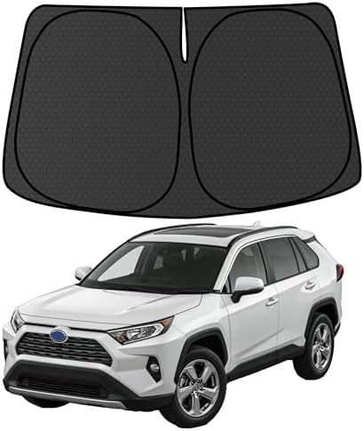 RAV4 Customized Windshield Sun Shade for 2019-2026 RAV4 LE | XLE | XLE Premium | Adventure | TRD Off-Road | Prime Front Window Sunshade Protector Foldable Blocks UV Rays Keep Car Cooler Accessories by aatoppus