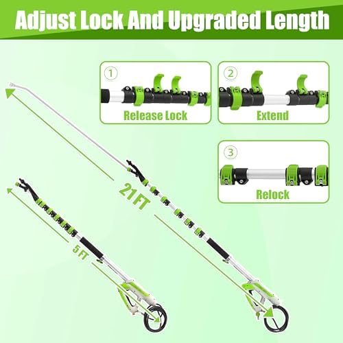 Tool Daily 21FT Telescoping Pressure Washer Wand with Brush, Extension Wand - Image 4