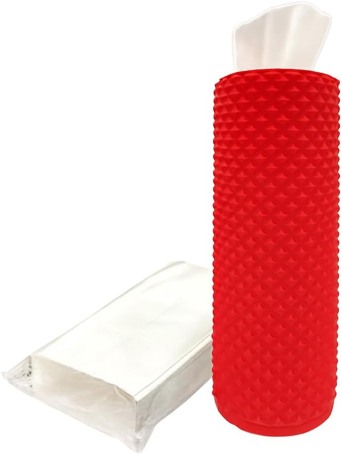 Car Cup Holder Tissue Box Holder – Auto Interior Accessories for Men & Women，Car Accessories Organizer with Premium Tissues with 1 Pack Tissues, Universal Fit for Most Vehicles (Red) by Unknown