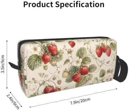 Strawberry Small Makeup Bag, 600D Oxford Cosmetic Pouch for Women | Strawberry Cosmetic Bag, Double-Sided Printed Toiletry Pouch with Foam Padding for Women, Travel, Gym, Weekend and Daily - Image 3