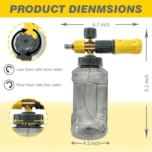ESP Foam Cannon for Pressure Washer, Snow Foam Gun Car Wash, 1.25mm Nozzle, Adjustable Foam, Transparent Graduated Bottle, Stainless Steel Quick Connect, Fits 120-280 Bar - Image 5