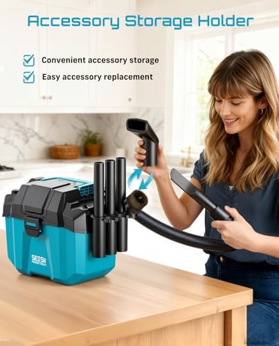 Seesii Cordless Wet Dry Shop Vac, 2 x 4.0Ah Rechargeable Batteries - Image 2