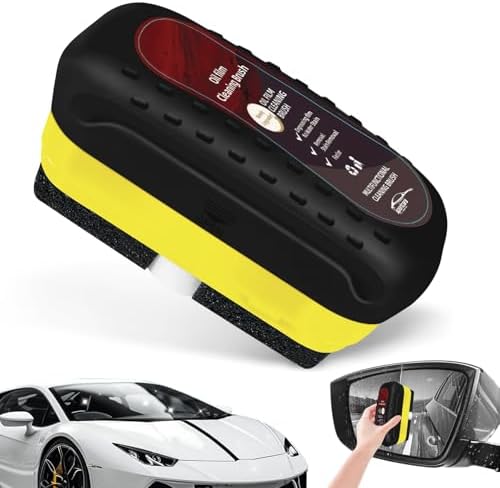 Automotive Oil Film Cleaning Brush, Car Glass Oil Film Cleaner, Anti-Rain Fog Car Glass Cleaner, Car Windshield Cleaner for Improved Clarity and Visibility by NONENDU