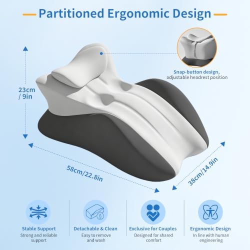 Memory Foam Wedge Pillow with Chest Pressure Relief Area- Grey - Image 5