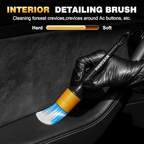 MVEQRRN 7PCS Car Detailing Brush Set,Boars Hair Detail Brush Kit(Gold) - Image 4