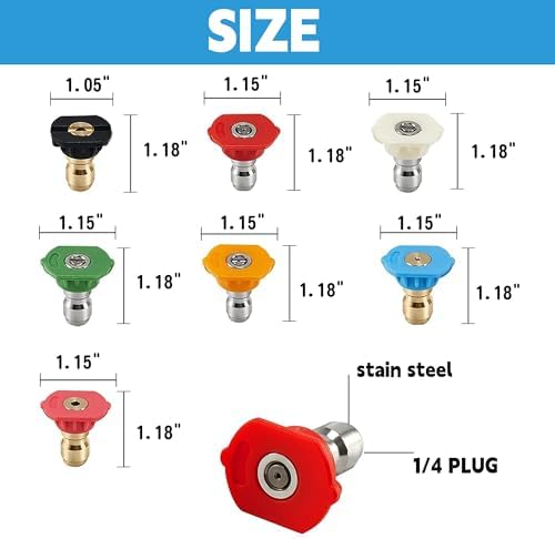 Hourleey Pressure Washer Tips, Pressure Washer Nozzle Tip with Holder, 7 Nozzle Tips, 1/4 Inch Quick Connect, 4000 PSI - Image 3