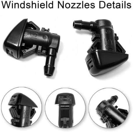 Front Windshield Washer Nozzles Kit for 2008 2009 2010 Ford Super Duty F-250 F-350 F-450 F-550 Replaces # 7C3Z-17603-A 7C3Z-17K605-A Wiper Spray Washer Jet and Hose repair kit - Image 2