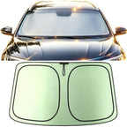 Foldable Windshield Sunshade | Graphene Heat Shield with Reflective Polyester Fabric | UV Protection Car Sun Shade with Memory Steel Frame | Keeps Interior Cool & Protects Dashboard | M (56 x 28 in) - Image 3