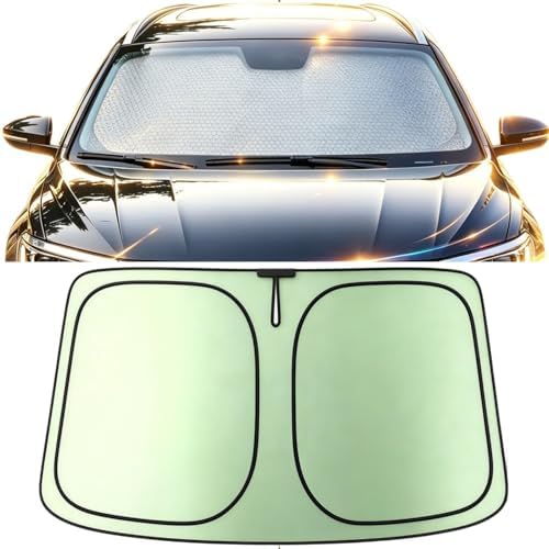 Foldable Windshield Sunshade | Graphene Heat Shield with Reflective Polyester Fabric | UV Protection Car Sun Shade with Memory Steel Frame | Keeps Interior Cool & Protects Dashboard | M (56 x 28 in) - Image 3
