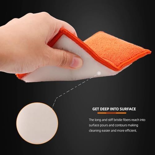 SPTA Car Interior Scrubbing Sponge, 8Pcs Scrub Ninja, Microfiber Car Wax Applicator, Car Wash Sponges for Car, Boat, Wood, Marble and Motorcycle, 6in x 3.3in x 0.8in - Image 4