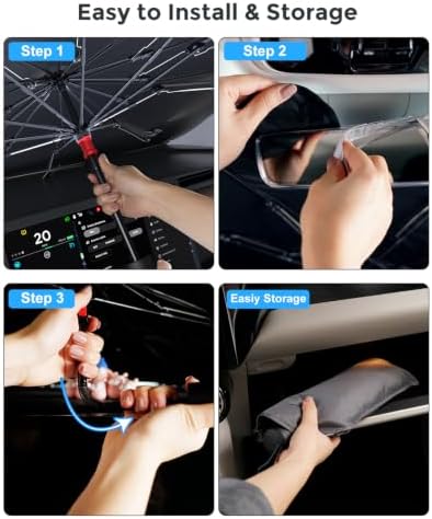 [2026 Upgrade] Weektic Windshield Sun Shade Umbrella [UPF50+ Crystal Nano Reflector] Protect Car from Sun Ray Damage, Umbrella Sun Shade for Car SUV Truck Keep Cool & Comfy, Medium (57" L x 31" W) - Image 6