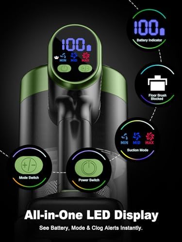 Cordless Vacuum Cleaner, 500W 55KPa 10-in-1 Self-Standing Stick Vacuum with Smart LED Display, Vacuum Cleaners for Home, Pet Hair, Carpet, Hard Floors and Car - Image 6