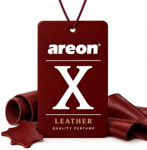 AREON X Brown Leather Paper Hanging Car Air Freshener - Pack of 12 by AREON