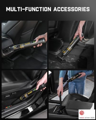 Fanttik Slim V10 APEX Cordless Car Vacuum, 4-in-1 Portable Mini Handheld Vac, Upgraded Smart Digital Display, 19kPa Suction Power, 2 Suction Modes for Small Jobs, Car, Office Desk, Keyboards (Black) - Image 4