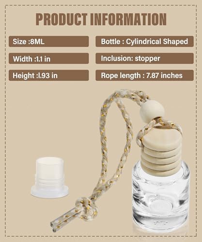 ESEWALAS 10Pcs Hanging Car Air Freshener,8ml Car Hanging Diffuser,Empty Glass Perfume Bottles Oil Diffuser Perfume Aromatherapy Pendant Bottle,Air Freshener Diffuser Bottle Pendant - Image 2